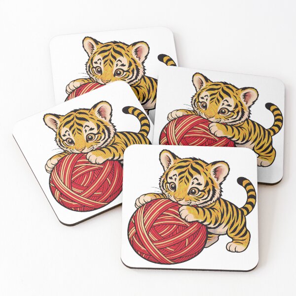 Item preview, Cute Tiger Playing with Yarn Ball designed and sold by HoloHugDesigns.