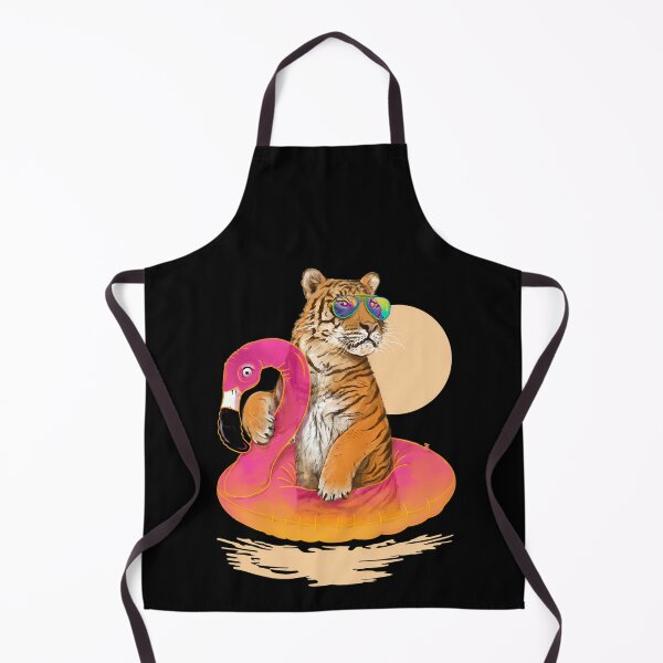Item preview, Tiger Wearing Sunglasses Floating On Pink Flamingo Ring designed and sold by Yatte-Store4.