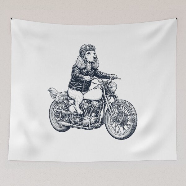 Item preview, Funny English Cocker Spaniel Motorcycle Motorbike Dog Lover designed and sold by dian-rody-crest.