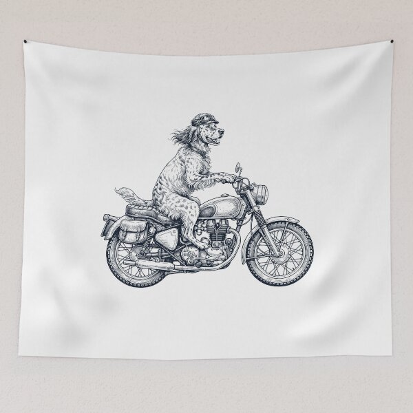 Item preview, Funny English Setter Motorcycle Motorbike Dog Lover designed and sold by dian-rody-crest.