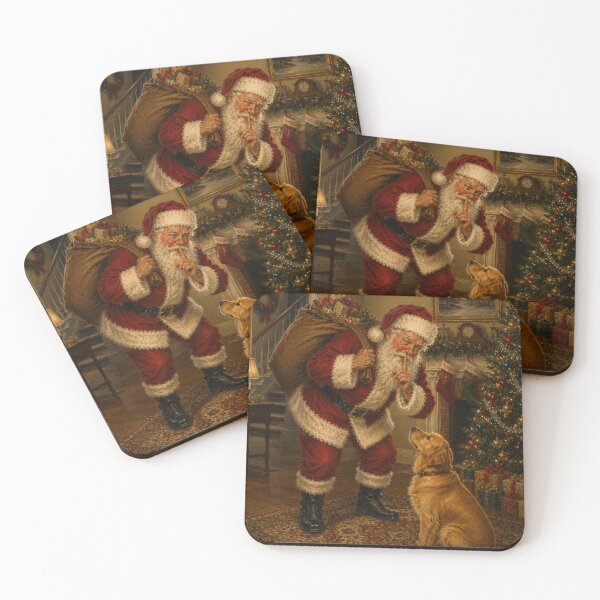 Item preview, Santa Shushing Dog on Christmas Eve | Vintage Christmas Art designed and sold by GSizzle1.