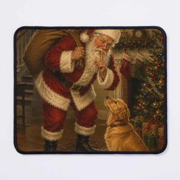 Item preview, Santa Shushing Dog on Christmas Eve | Vintage Christmas Art designed and sold by GSizzle1.