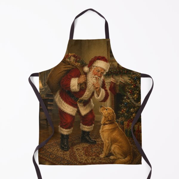 Item preview, Santa Shushing Dog on Christmas Eve | Vintage Christmas Art designed and sold by GSizzle1.