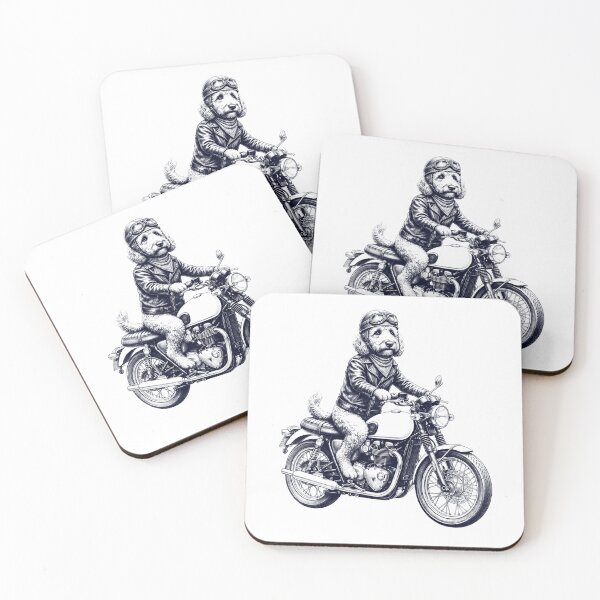 Aperçu de l'œuvre Goldendoodle drôle, moto, amoureux des chiens créée et vendue par dian-rody-crest.