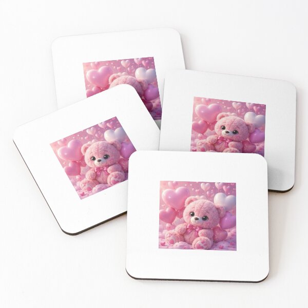 Item preview, Pink Teddy Bear with Heart Balloons designed and sold by ThilankaDesign.