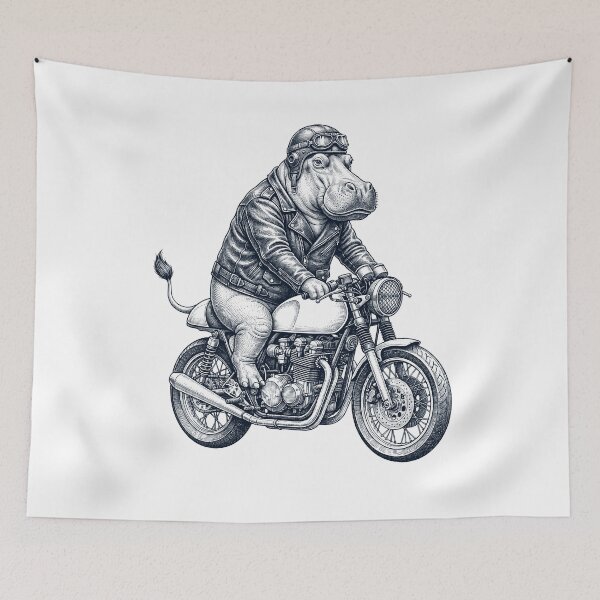 Item preview, Funny Hippo Motorcycle Motorbike Animal Lover designed and sold by dian-rody-crest.