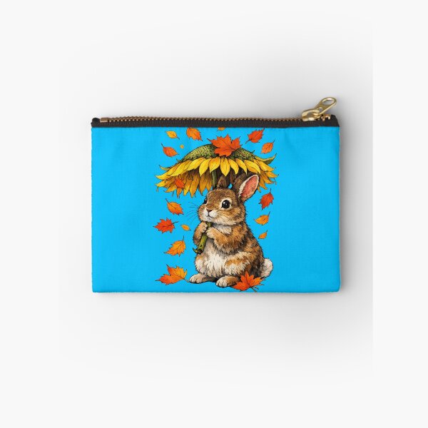 Item preview, Autumn Bunny with Sunflower Umbrella and Falling Leaves designed and sold by Lion and Lamb Design.