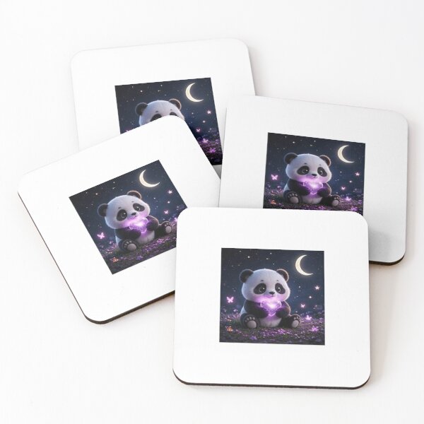 Item preview, Cute Panda Holding Glowing Heart Under Moon designed and sold by ThilankaDesign.