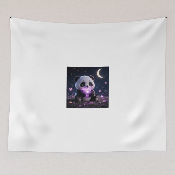 Item preview, Cute Panda Holding Glowing Heart Under Moon designed and sold by ThilankaDesign.