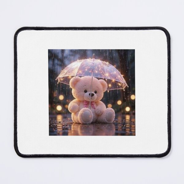 Item preview, Teddy Bear with Glowing Umbrella at Night designed and sold by ThilankaDesign.
