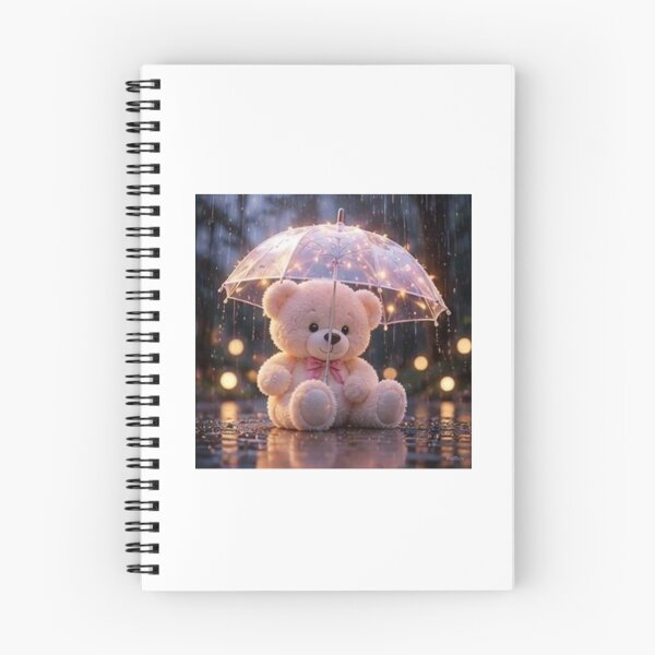 Item preview, Teddy Bear with Glowing Umbrella at Night designed and sold by ThilankaDesign.