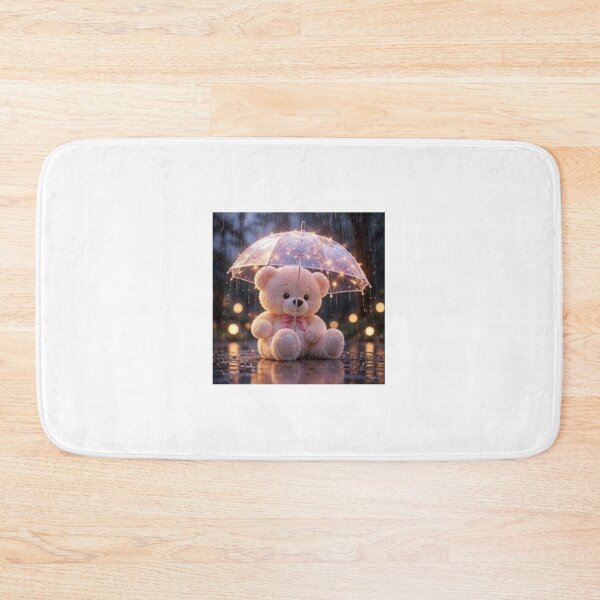 Item preview, Teddy Bear with Glowing Umbrella at Night designed and sold by ThilankaDesign.