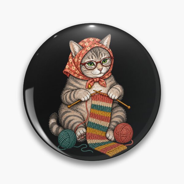 Item preview, Purr One, Knit Two – Cozy Knitting Cat designed and sold by NinaCreator.