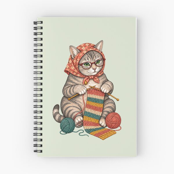 Item preview, Purr One, Knit Two – Cozy Knitting Cat designed and sold by NinaCreator.