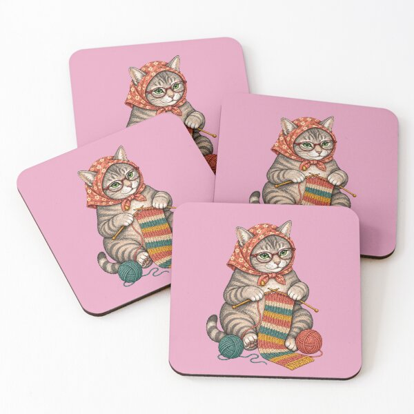 Item preview, Purr One, Knit Two – Cozy Knitting Cat designed and sold by NinaCreator.