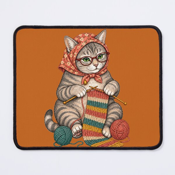 Item preview, Purr One, Knit Two – Cozy Knitting Cat designed and sold by NinaCreator.