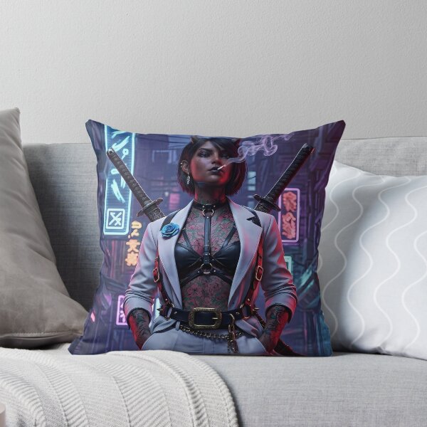 Item preview, Urban Cyberpunk Mercenary Girl Leather Armchair designed and sold by GalleryBrisArt.