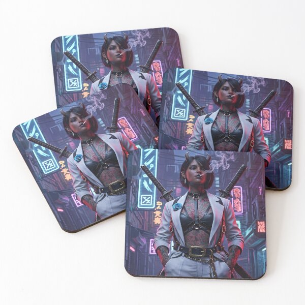 Item preview, Urban Cyberpunk Mercenary Girl Leather Armchair designed and sold by GalleryBrisArt.