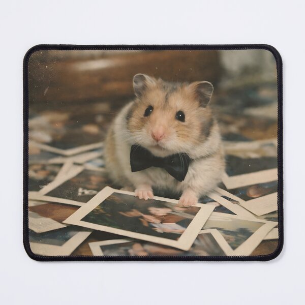 Item preview, Rat in Bow Tie Looking at an Old Photograph Wall Art | Nostalgic Rodent Portrait | Retro Photography Aesthetic Vintage Memory Print designed and sold by PaintedPixels01.