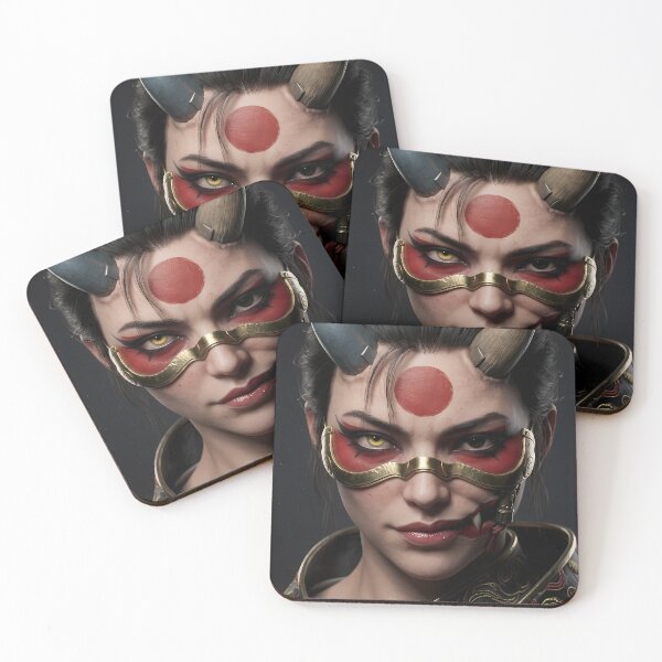 Item preview, Cyberpunk Samurai Girl Red Sun designed and sold by GalleryBrisArt.