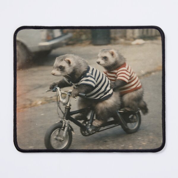 Item preview, Two Furry Friends Riding a Bicycle Wall Art | Whimsical Animal Adventure Portrait | Retro Photography Aesthetic Nostalgic Vintage Print designed and sold by PaintedPixels01.
