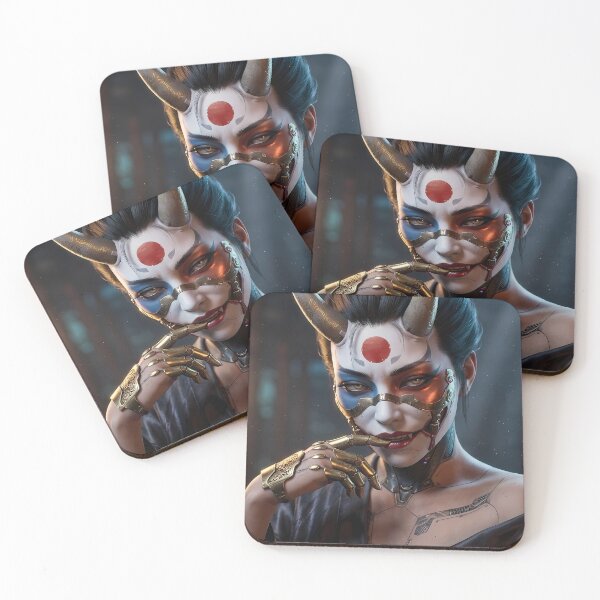 Item preview, Cyberpunk Samurai Girl Red Sun designed and sold by GalleryBrisArt.
