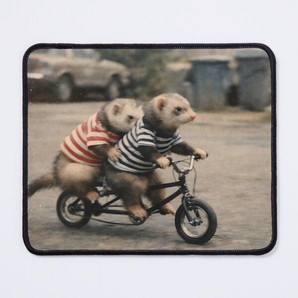 Item preview, Two Furry Friends Riding a Bicycle Wall Art | Whimsical Animal Adventure Portrait | Retro Photography Aesthetic Nostalgic Vintage Print designed and sold by PaintedPixels01.