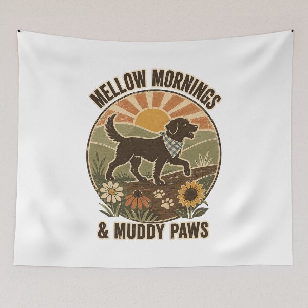 Item preview, Mellow Mornings & Muddy Paws Retro Dog Lover T-shirt designed and sold by Retroteez.