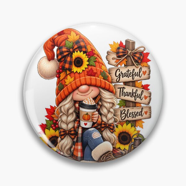 Item preview, Cute Grateful Thankful Blessed Fall Gnome Girl designed and sold by TinyWeird.