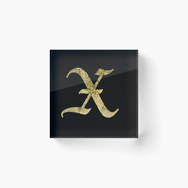 Item preview, Gold Foil Calligraphic Letter X Dark designed and sold by Medusa Gorgo.