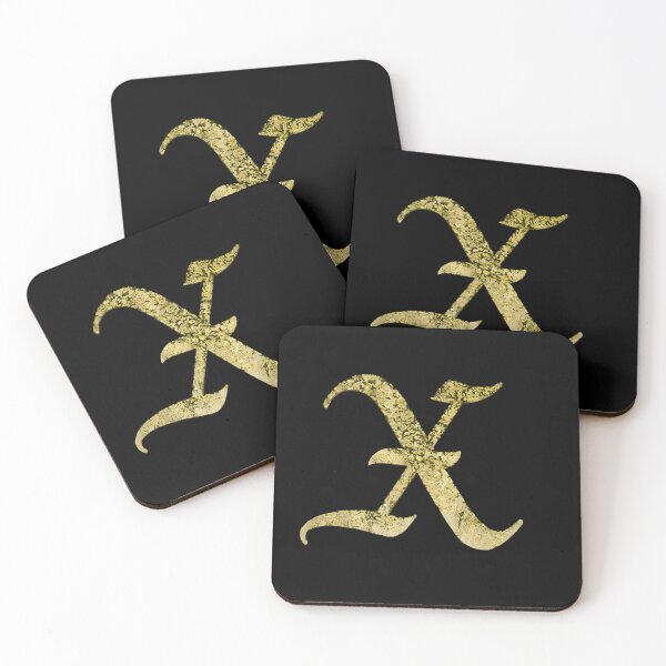 Item preview, Gold Foil Calligraphic Letter X Dark designed and sold by Medusa Gorgo.