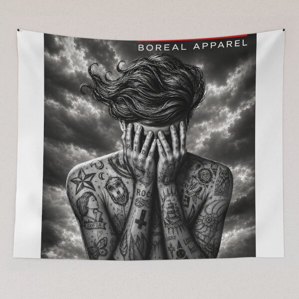 Item preview, Tattooed Soul in the Storm – Dark Gothic Black & White Art designed and sold by Boreal Apparel.