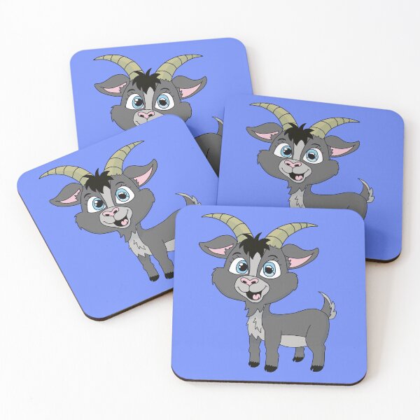 Item preview, Cute Kawaii Gray Goat with Curved Horns designed and sold by CozyCritters8.
