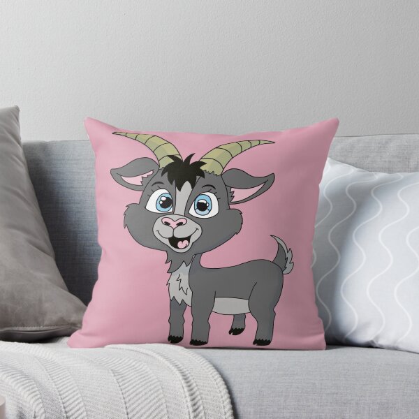 Item preview, Cute Kawaii Gray Goat with Curved Horns designed and sold by CozyCritters8.