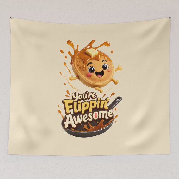 Item preview, Cute "You're Flippin Awesome" | Funny Kawaii Pancake Breakfast Love Pun designed and sold by Moons Studio.