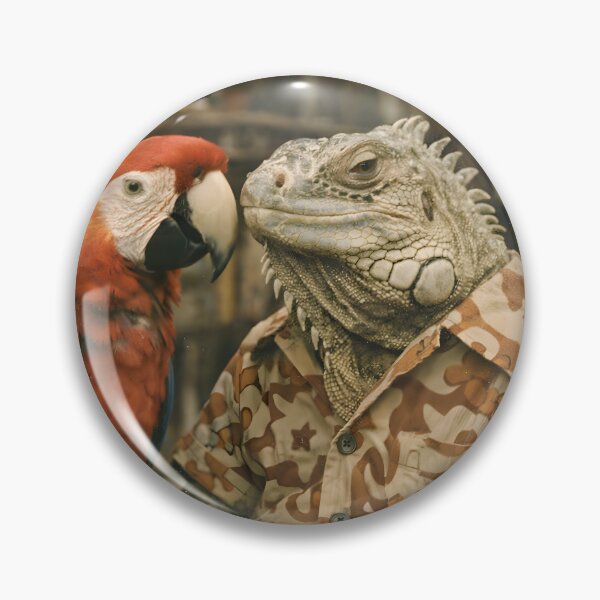 Item preview, Parrot and Monitor Lizard Wall Art | Exotic Animal Friends Portrait | Retro Photography Aesthetic Nostalgic Vintage Print designed and sold by PaintedPixels01.