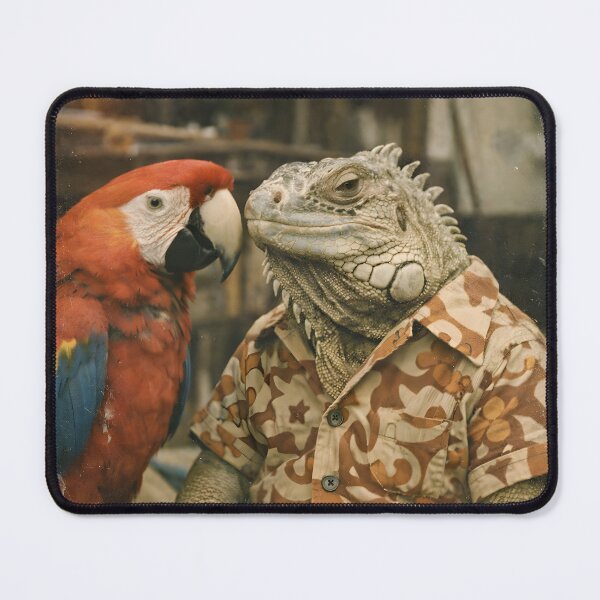 Item preview, Parrot and Monitor Lizard Wall Art | Exotic Animal Friends Portrait | Retro Photography Aesthetic Nostalgic Vintage Print designed and sold by PaintedPixels01.