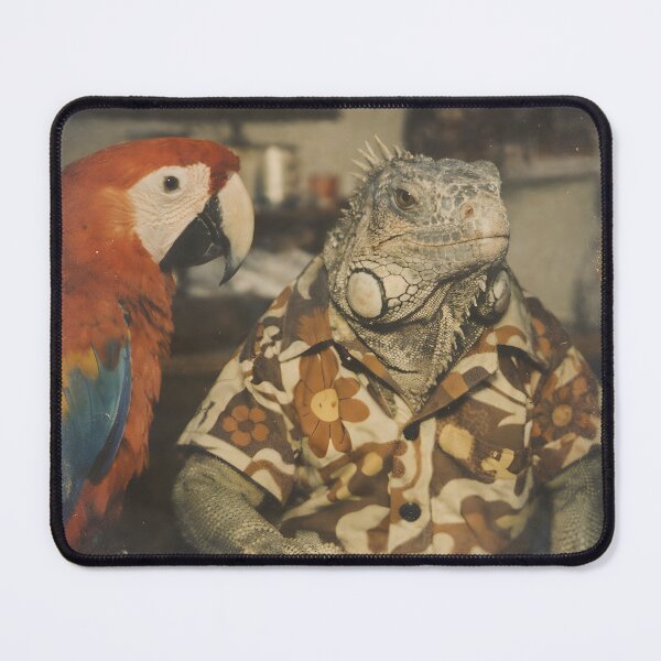 Item preview, Parrot and Monitor Lizard Wall Art | Exotic Animal Friends Portrait | Retro Photography Aesthetic Nostalgic Vintage Print designed and sold by PaintedPixels01.