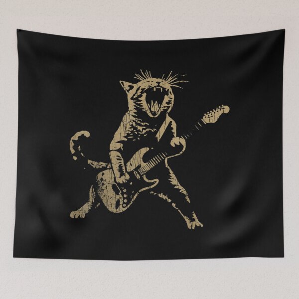 Item preview, vintage Rock Cat Playing Guitar Funny Guitar Cat For Men Women Kids T-Shirt designed and sold by eliasallawes.