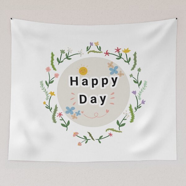 Item preview, Cute Floral Frame Happy Day Illustration  designed and sold by SbRandomLab.