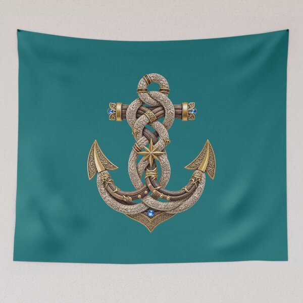 Item preview, Golden Braided Anchor with Nautical Star designed and sold by Rocky Mountain Artistry.