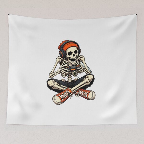 Item preview, Skeleton Gamer with Headphones and Cap Playing Video Games designed and sold by leocreatives.