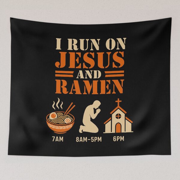Item preview, I Run On Jesus And Ramen designed and sold by AmberWild.