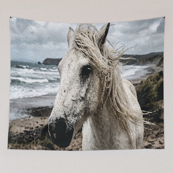 Item preview, Wild Beach Horse Print | Windswept Coastal Mane designed and sold by FawnFeatherCo.