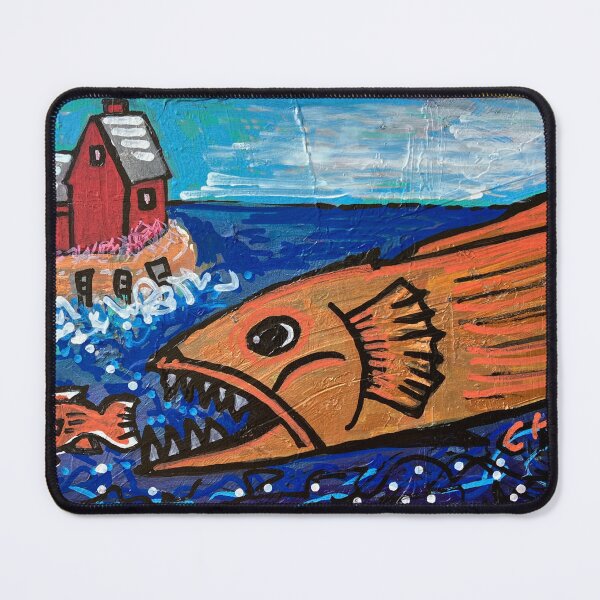 Item preview, Monster Fish finds smaller fish in front of Motif #1 in Rockport designed and sold by Amy Chace.
