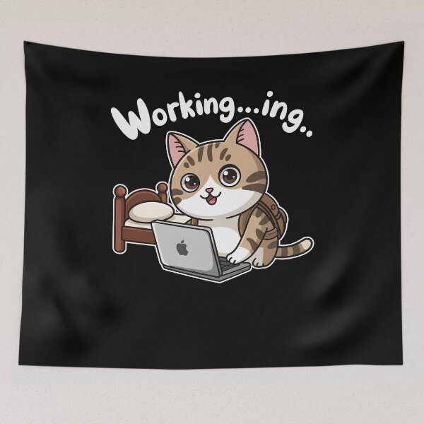 Item preview,  Cat Working... In designed and sold by KatieThomShop.