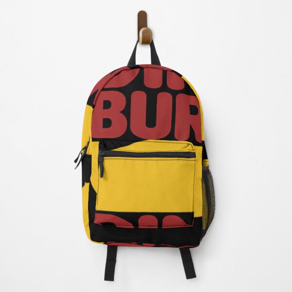 Item preview, Bold Red Burger Text Yellow Bun Shape designed and sold by LyAlexDesign.