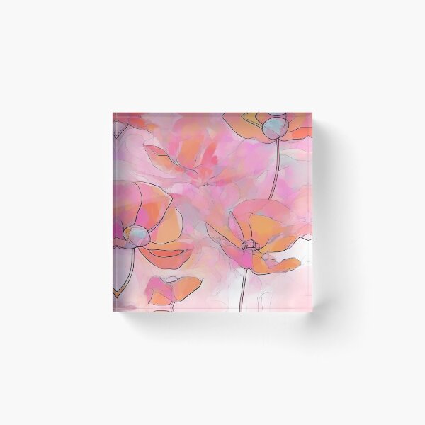 Item preview, PINK POPPY V007 Peach Rose Blush Pen Pencil Ink Watercolor Art Print Party Decoration~Baby/Bridal/Wedding/Birthday Gift Favor designed and sold by Spinning Plates 360.