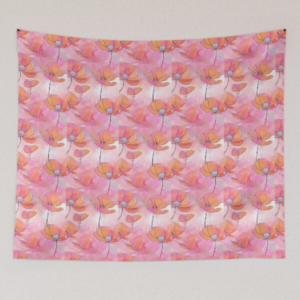 Item preview, PINK POPPY V007 Peach Rose Blush Pen Pencil Ink Watercolor Art Print Party Decoration~Baby/Bridal/Wedding/Birthday Gift Favor designed and sold by Spinning Plates 360.