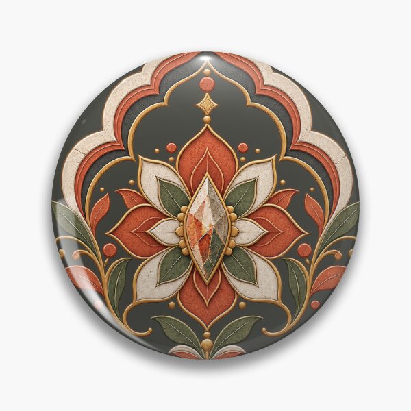 Item preview, Brick Lotus Terracotta Geometric Floral Art designed and sold by StoneOak.